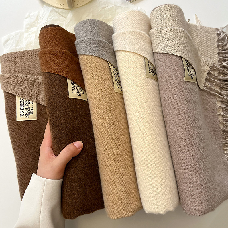 Cashmere Scarf Wrap - Écharpe chaude en cachemire uni, nouveau
