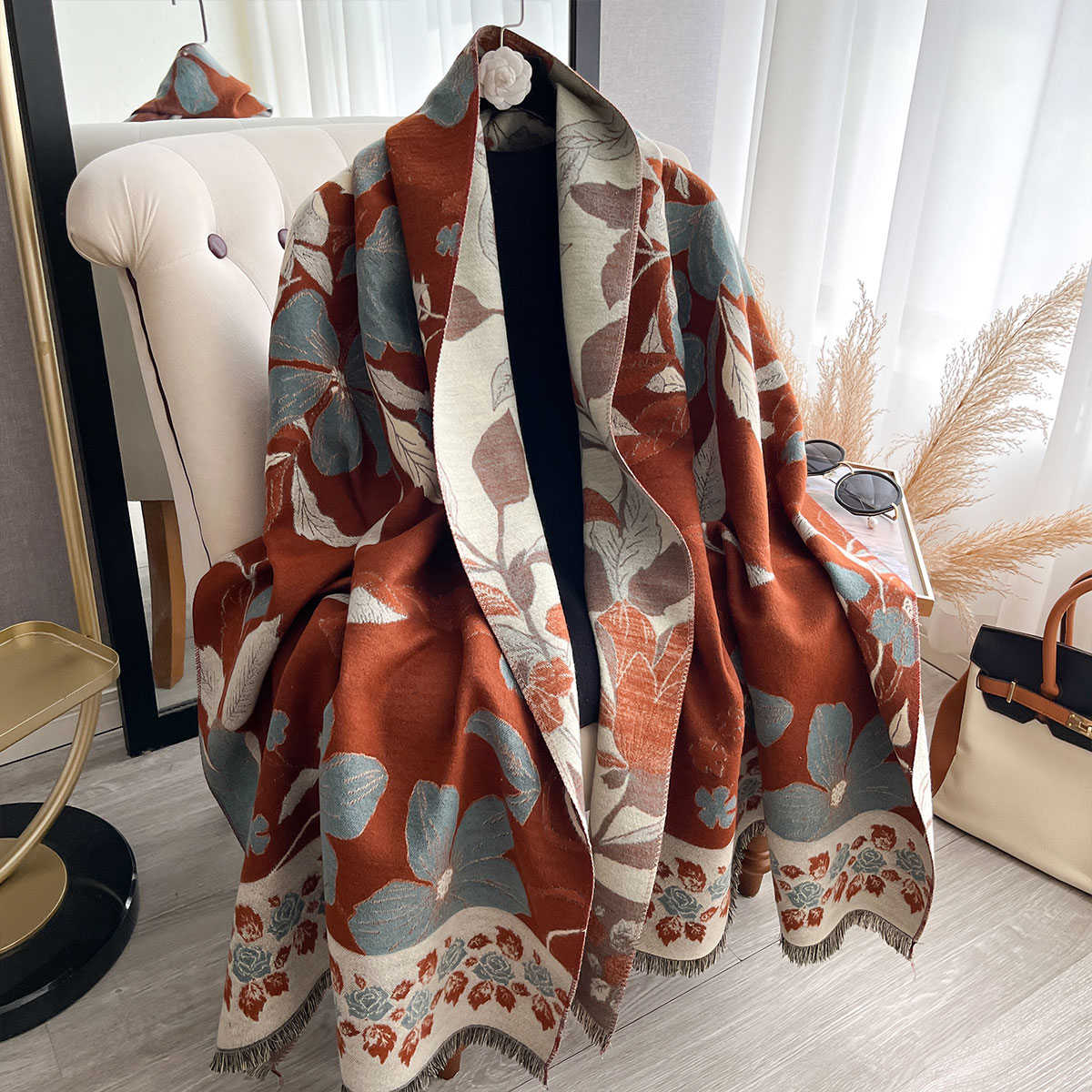 Cashmere Scarf Wrap - Femmes épaissir luxe hiver Paisley double